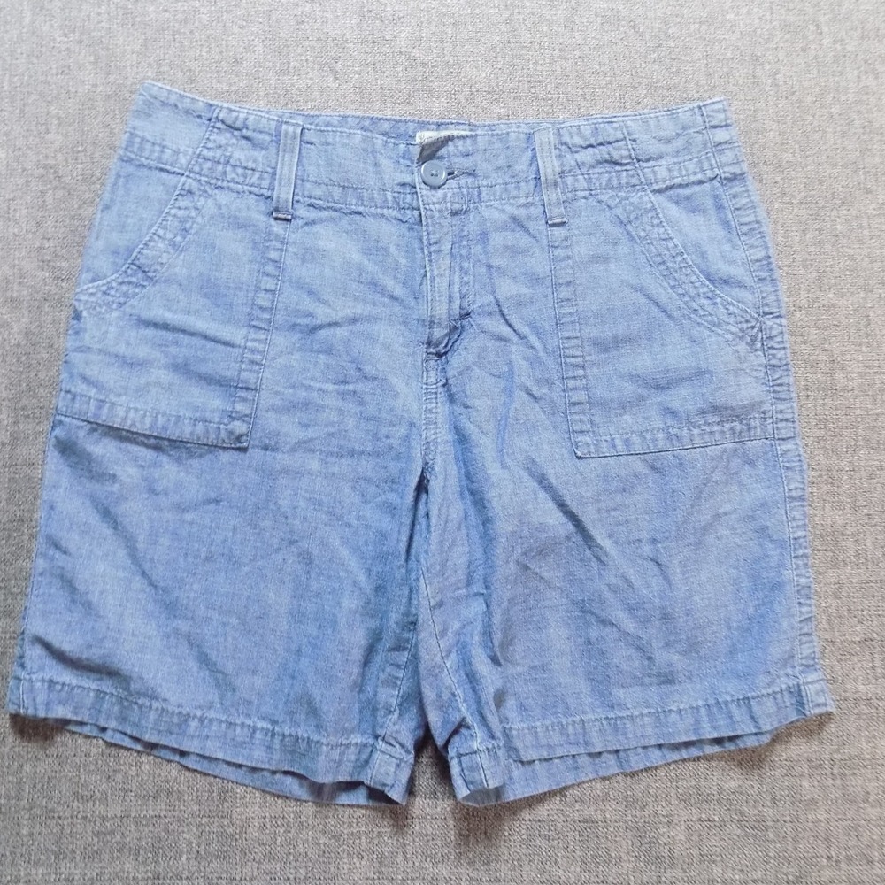 Riders by Lee Utility Shorts Women 12 Light Blue Good Chambray Cargo Pockets